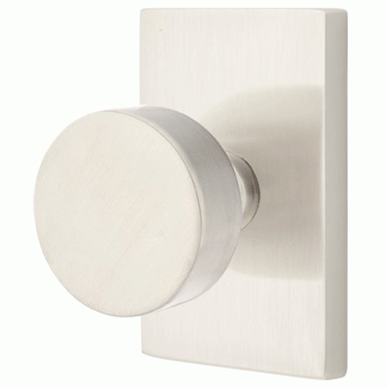 EMTEK Emtek Solid Brass Round Door Knob Set With Modern Rectangular Rosette