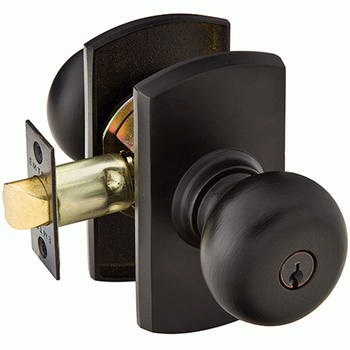 EMTEK Solid Brass Key In Winchester Door Knob Set With Rounded Rectangular Rosette