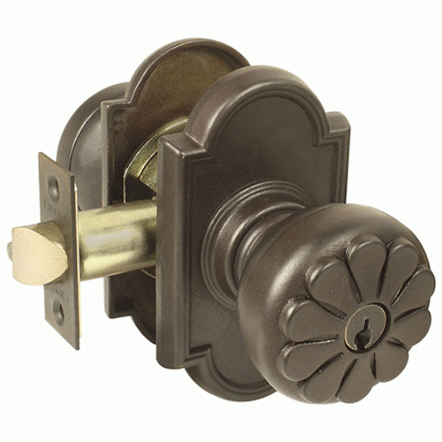 EMTEK Emtek Solid Brass Key In Petal Door Knob Set Beveled Arched Rosette