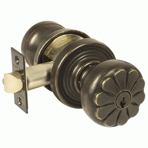 EMTEK Solid Brass Key In Petal Door Knob Set With Round Rosette