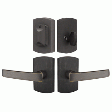 EMTEK Emtek Solid Brass Bronze Yuma Door Lever Deadbolt with #4 Rosette (Medium Bronze Finish)