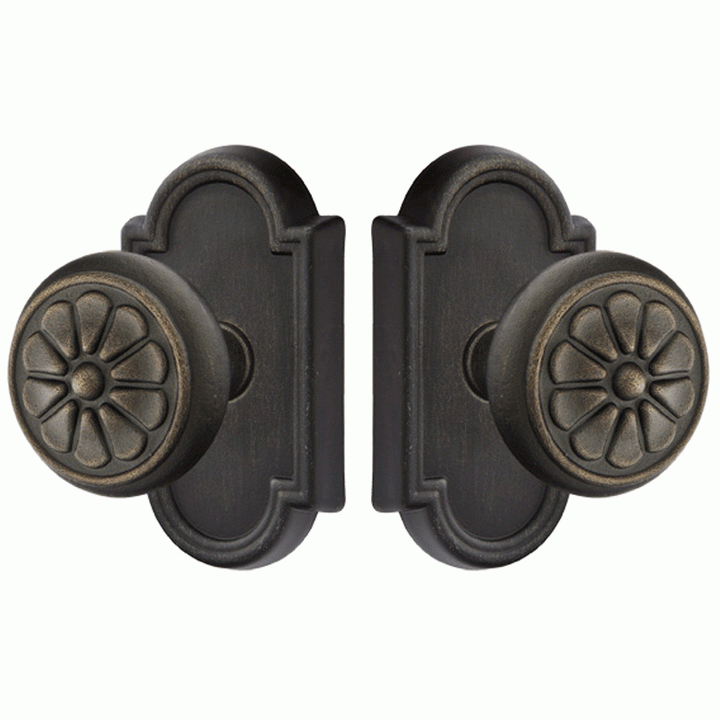 EMTEK Emtek Solid Brass Lost Wax Petal Door Knob Set With Beveled Arched Rosette