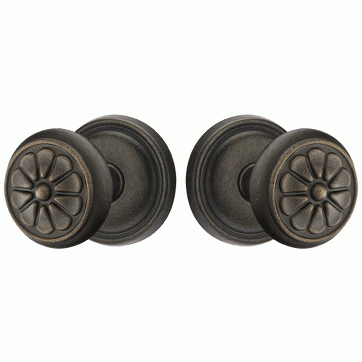 EMTEK Emtek Solid Brass Lost Wax Petal Door Knob Set With Round Rosette