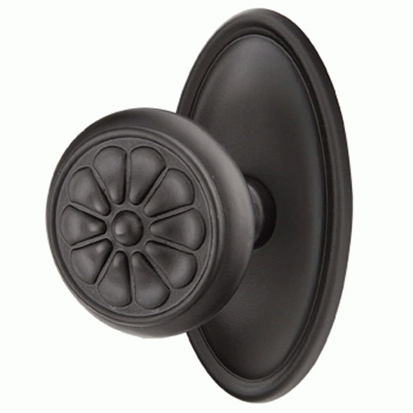 EMTEK Emtek Solid Brass Lost Wax Petal Door Knob Set With Oval Rosette