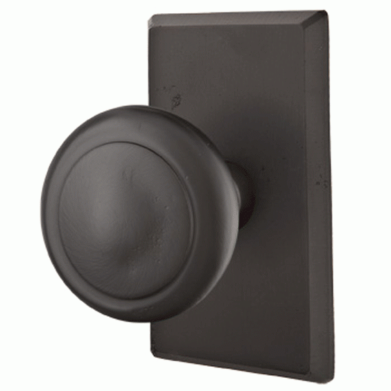 EMTEK Solid Brass Sandcast Butte Door Knob Set With Rectangular Rosette