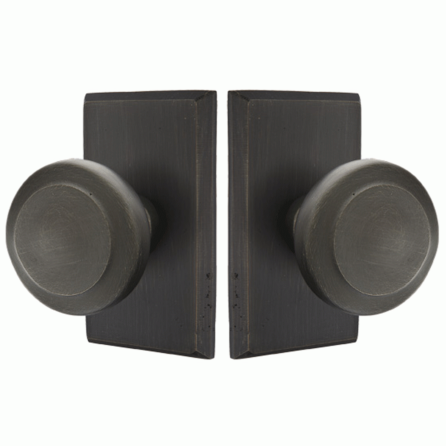 EMTEK Solid Brass Sandcast Butte Door Knob Set With Rectangular Rosette