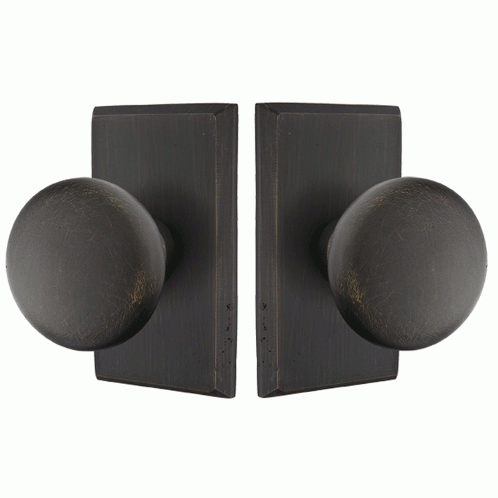 EMTEK Solid Brass Sandcast Winchester Door Knob Set With Rectangular Rosette