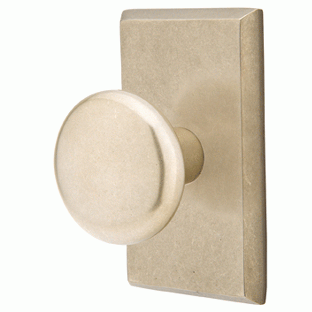 EMTEK Solid Brass Sandcast Winchester Door Knob Set With Rectangular Rosette