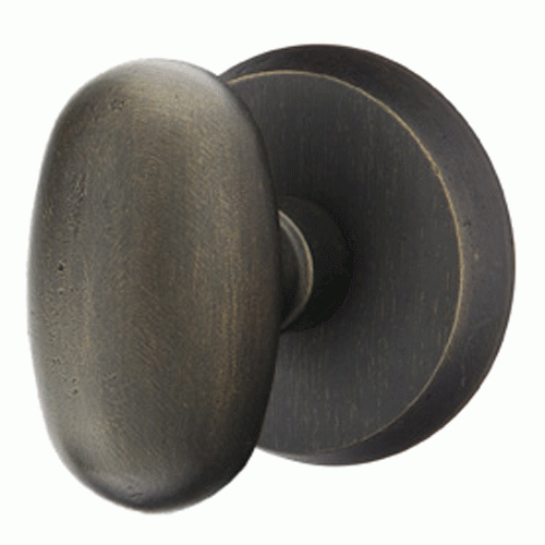 EMTEK Solid Brass Sandcast Egg Door Knob Set With Disk Rosette