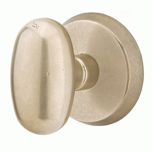 EMTEK Solid Brass Sandcast Egg Door Knob Set With Disk Rosette