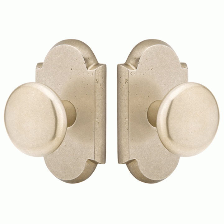 EMTEK Solid Brass Sandcast Winchester Door Knob Set With Arched Rosette