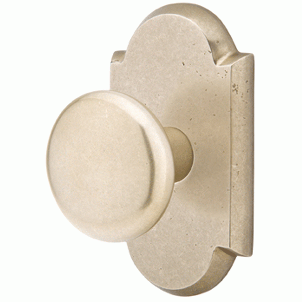 EMTEK Solid Brass Sandcast Winchester Door Knob Set With Arched Rosette