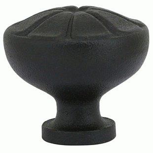 EMTEK 1 1/4 Inch Wrought Steel Petal Knob (Flat Black Finish)