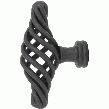 EMTEK 3 3/8 Inch Wrought Steel Bastogne Knob (Flat Black Finish)