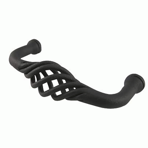 EMTEK 3 3/8 Inch (3 Inch c-c) Wrought Steel Lafayette Fixed Pull (Matte Black Finish)