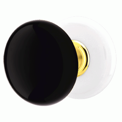 EMTEK Black Porcelain Ebony Door Knob Set With Porcelain Rosette