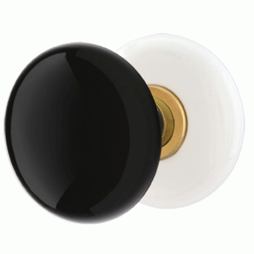 EMTEK Black Porcelain Ebony Door Knob Set With Porcelain Rosette