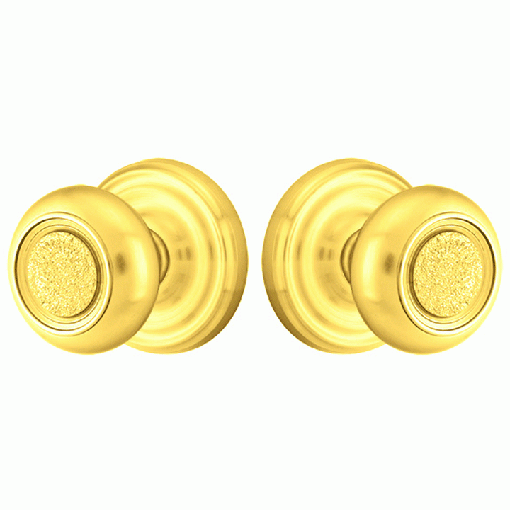 EMTEK Solid Brass Belmont Door Knob Set With Regular Rosette