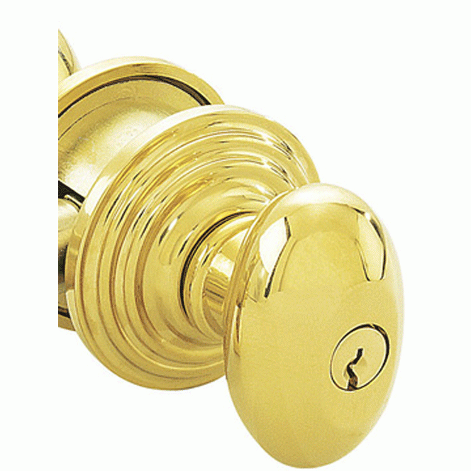 EMTEK Solid Brass Key In Egg Door Knob Set With Regular Rosette