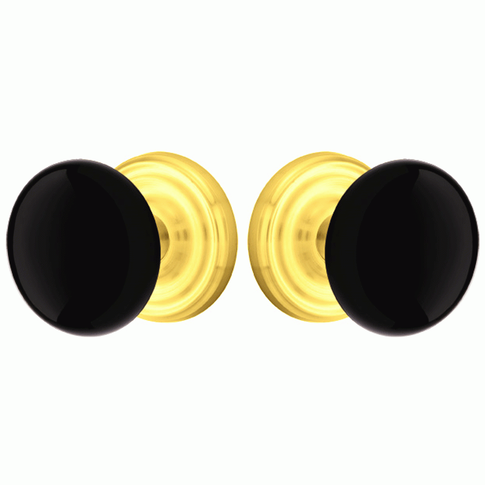 EMTEK Black Porcelain Ebony Door Knob Set With Regular Rosette