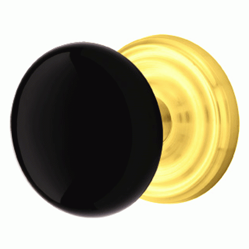 EMTEK Black Porcelain Ebony Door Knob Set With Regular Rosette