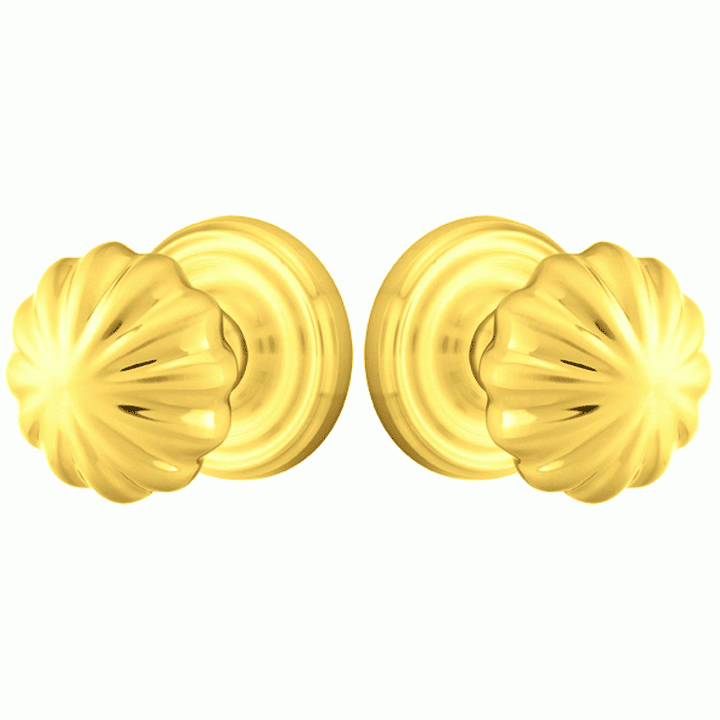 EMTEK Solid Brass Melon Door Knob Set With Regular Rosette