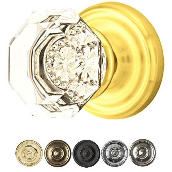 EMTEK Emtek Crystal Old Town Clear Door Knob Set With Regular Rosette