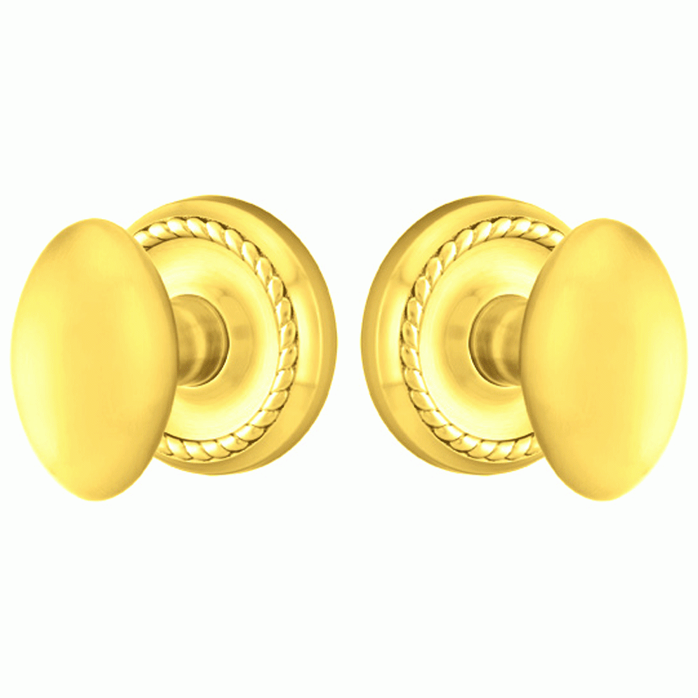 EMTEK Solid Brass Egg Door Knob Set With Rope Rosette