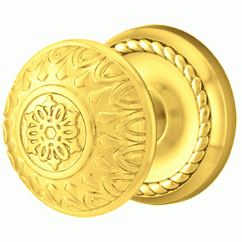 EMTEK Solid Brass Lancaster Door Knob Set With Rope Rosette