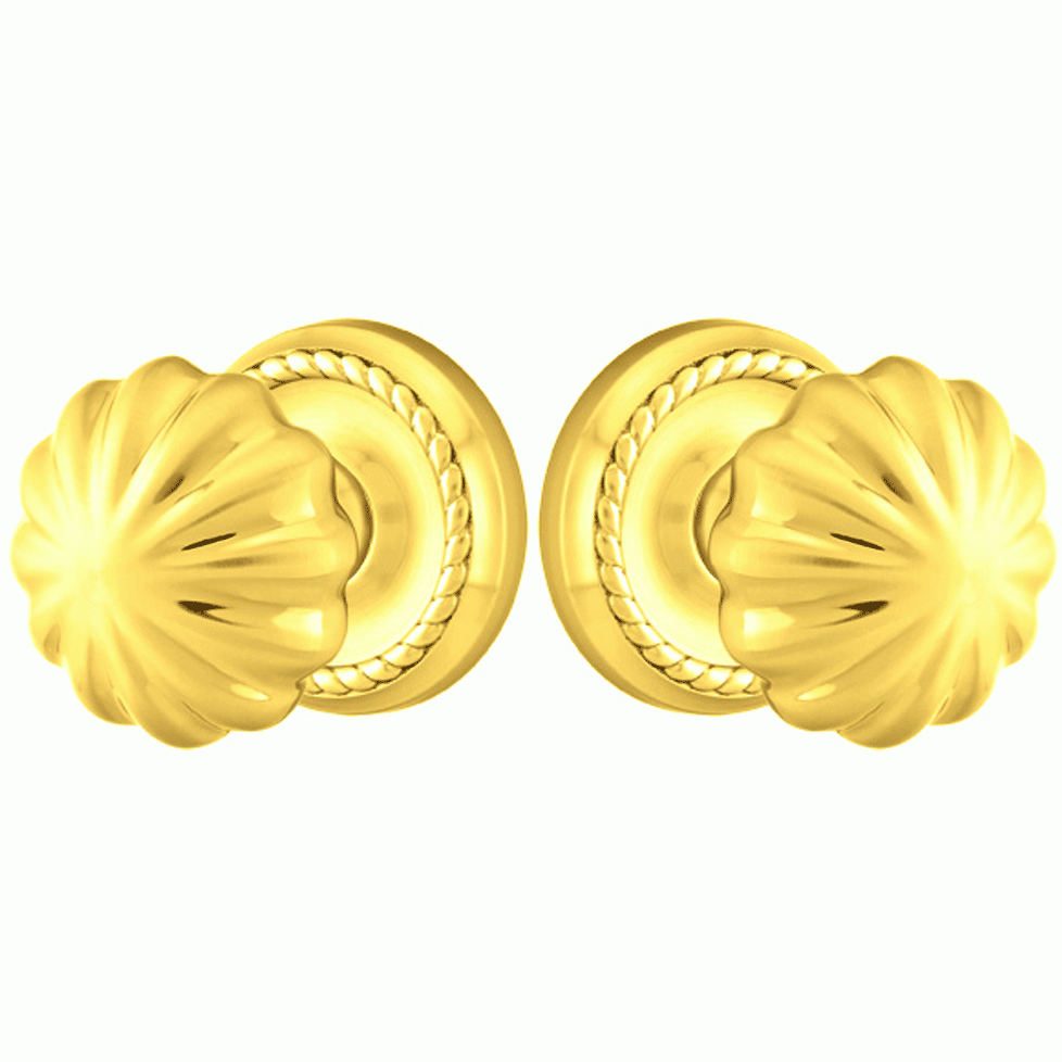 EMTEK Solid Brass Melon Door Knob Set With Rope Rosette