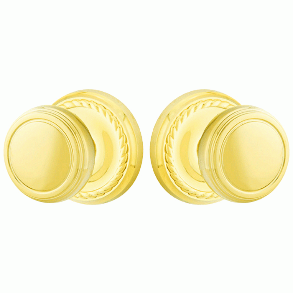 EMTEK Solid Brass Norwich Door Knob Set With Rope Rosette