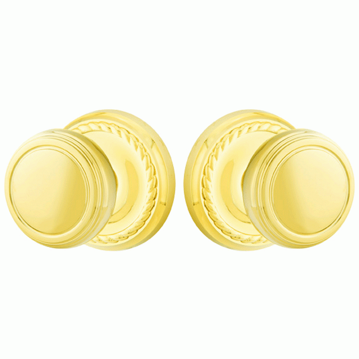 EMTEK Solid Brass Norwich Door Knob Set With Rope Rosette