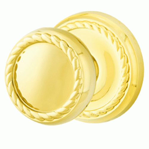 EMTEK Solid Brass Rope Door Knob Set With Rope Rosette