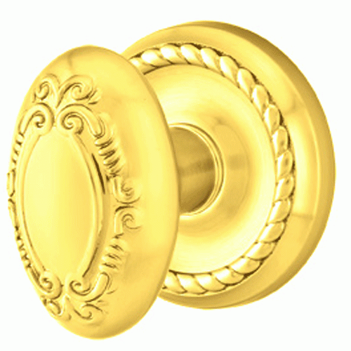 EMTEK Solid Brass Victoria Door Knob Set With Rope Rosette