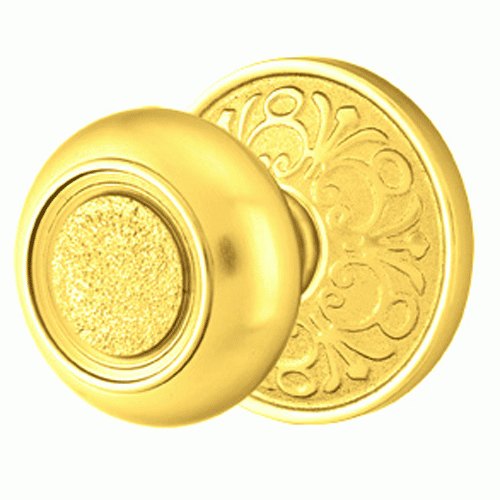 EMTEK Solid Brass Belmont Door Knob Set With Lancaster Rosette