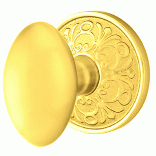 EMTEK Solid Brass Egg Door Knob Set With Lancaster Rosette