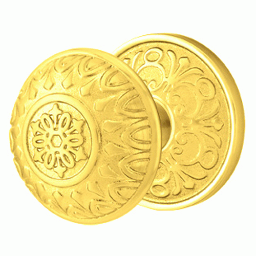 EMTEK Solid Brass Lancaster Door Knob Set With Lancaster Rosette