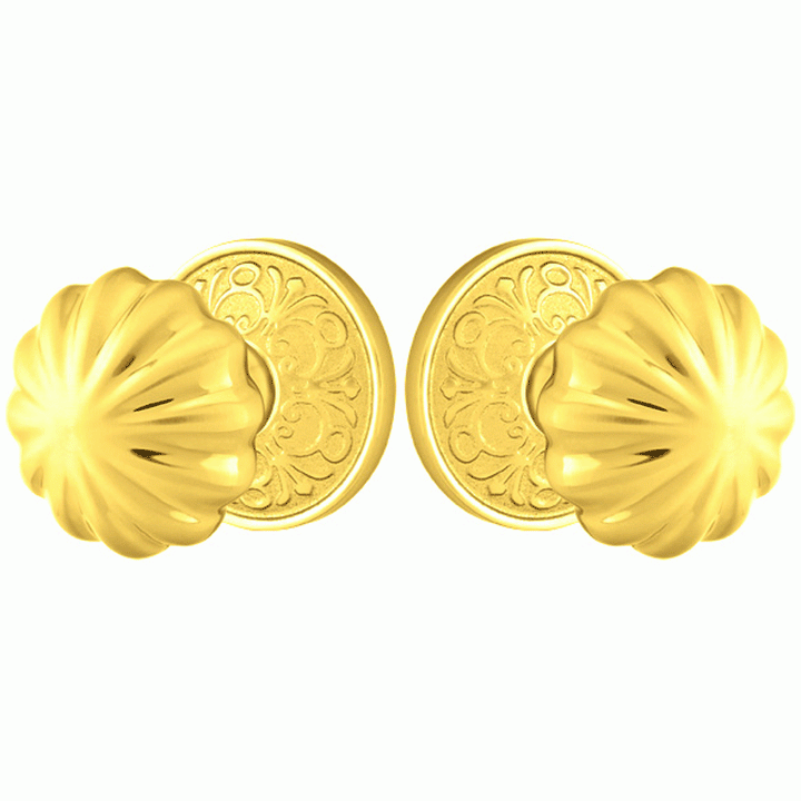 EMTEK Solid Brass Melon Door Knob Set With Lancaster Rosette