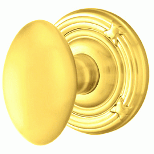 EMTEK Solid Brass Egg Door Knob Set With Ribbon & Reed Rosette