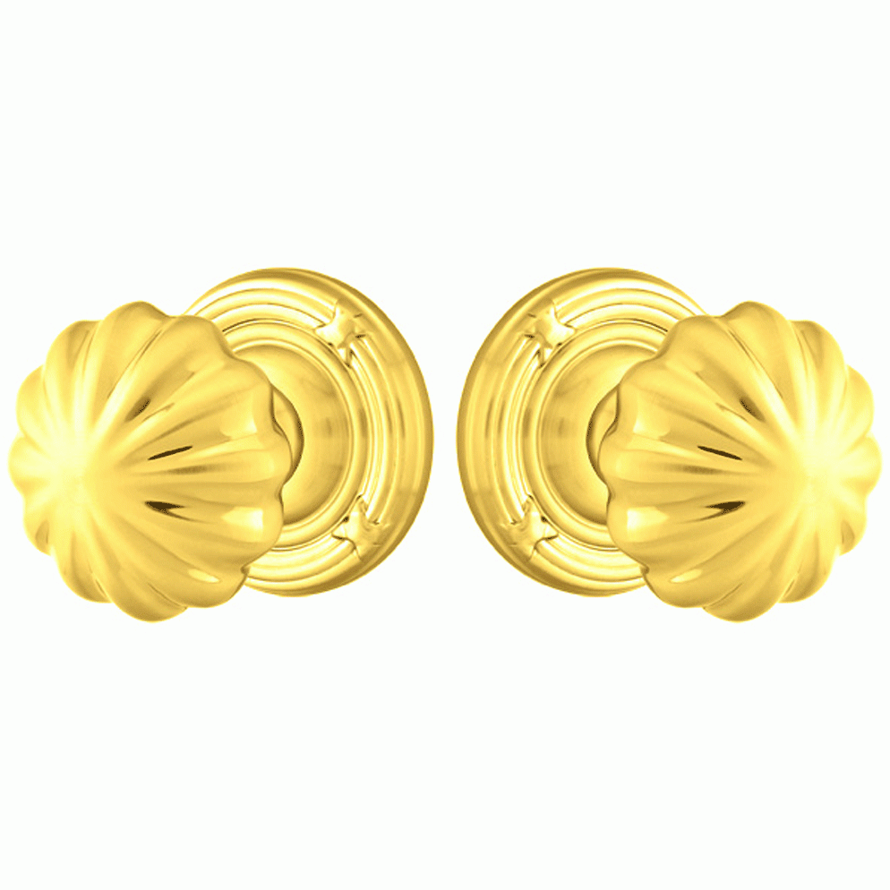 EMTEK Solid Brass Melon Door Knob Set With Ribbon & Reed Rosette