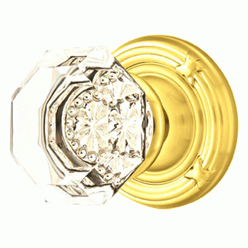 EMTEK Emtek Crystal Old Town Clear Door Knob Set With Ribbon & Reed Rosette (Several Finish Options)