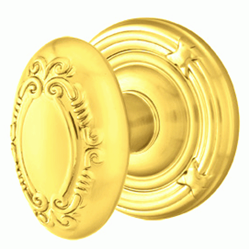 EMTEK Solid Brass Victoria Door Knob Set With Ribbon & Reed Rosette