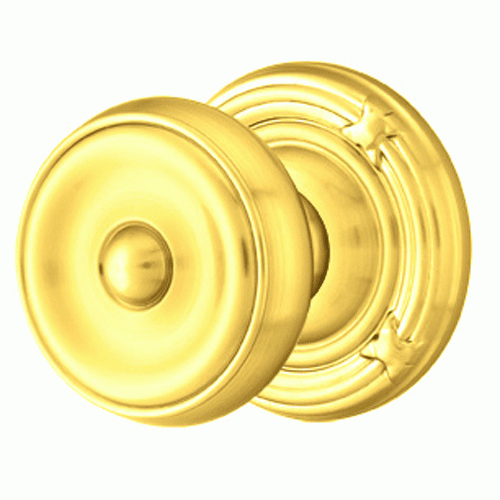 EMTEK Solid Brass Waverly Door Knob Set With Ribbon & Reed Rosette