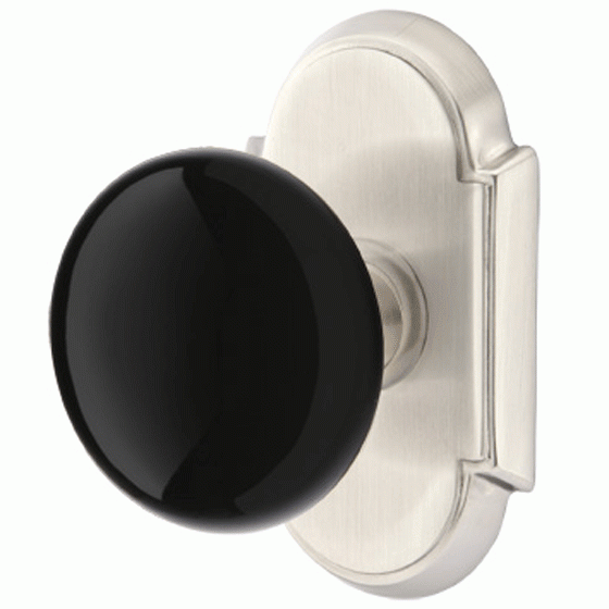 EMTEK Black Porcelain Ebony Door Knob Set With # 8 Rosette