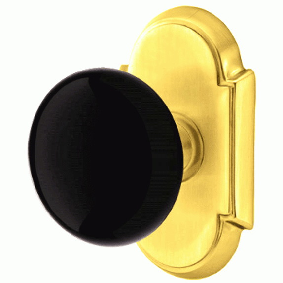 EMTEK Black Porcelain Ebony Door Knob Set With # 8 Rosette