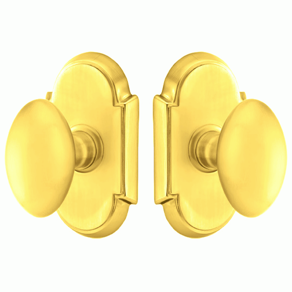 EMTEK Solid Brass Egg Door Knob Set With # 8 Rosette