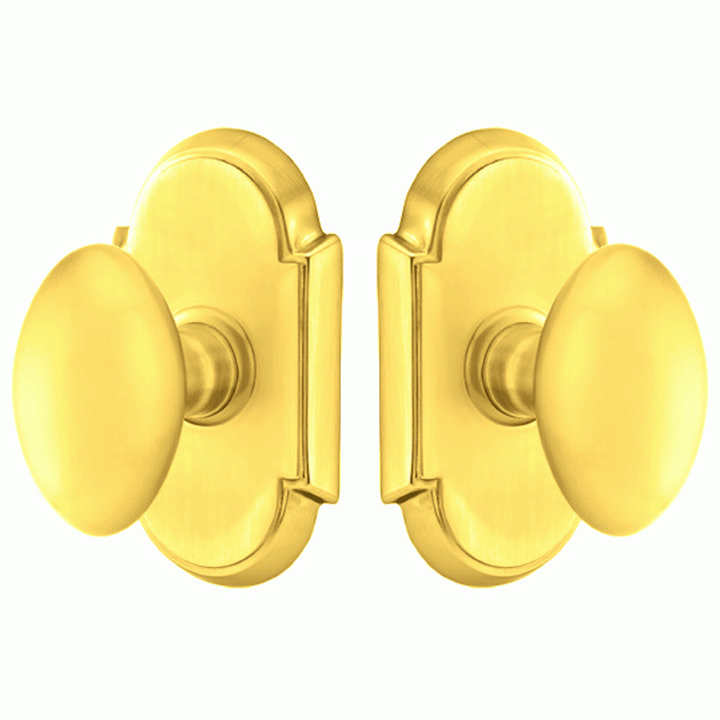 EMTEK Solid Brass Egg Door Knob Set With # 8 Rosette