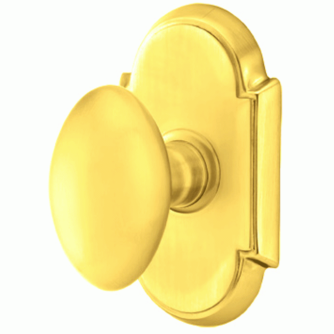 EMTEK Solid Brass Egg Door Knob Set With # 8 Rosette