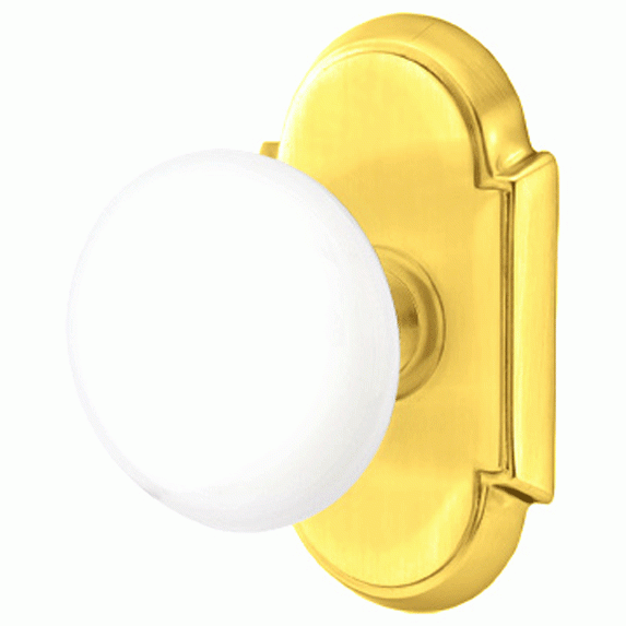 EMTEK Ice White Porcelain Door Knob Set With # 8 Rosette