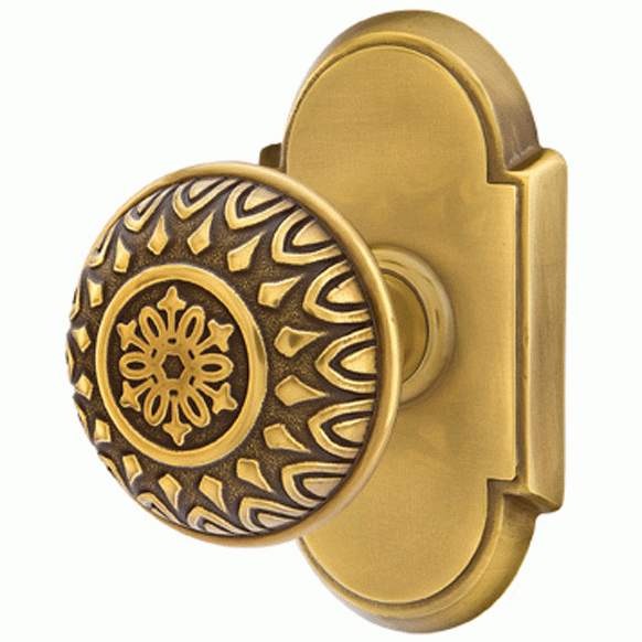 EMTEK Solid Brass Lancaster Door Knob Set With # 8 Rosette